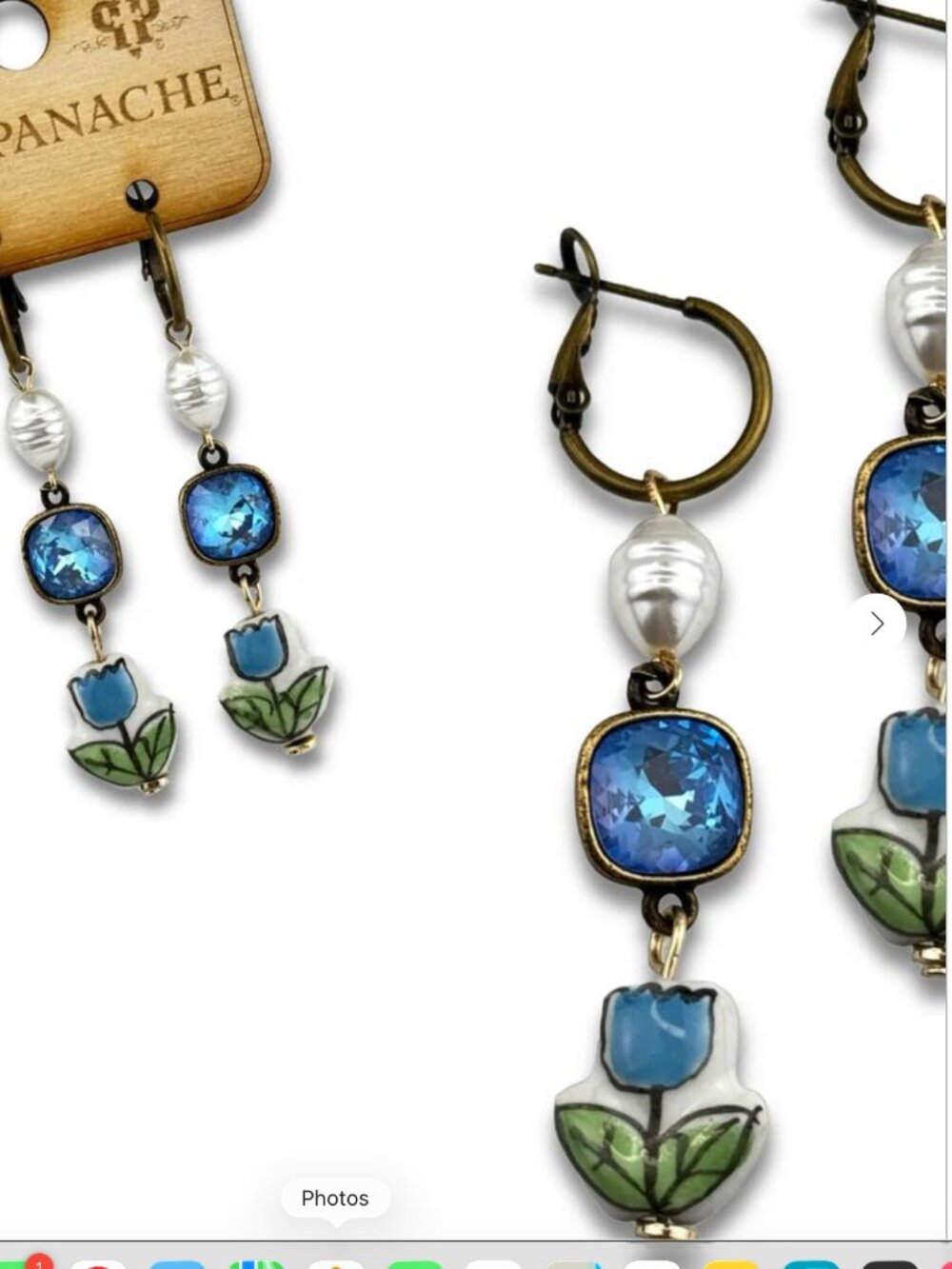 Ceramic Flower Earrings - Blue